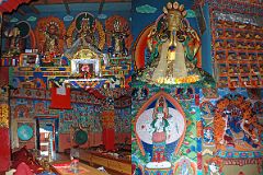 Lukla To Namche Bazaar 09 Lukla Gompa Inside - Statues Of Buddha, Hayagriva, Padmasambhava, Mahakala, Avalokiteshvara, Paintings Of Avalokiteshvara And Hayagriva